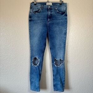 Free People Blue Ripped Skinny Jeans